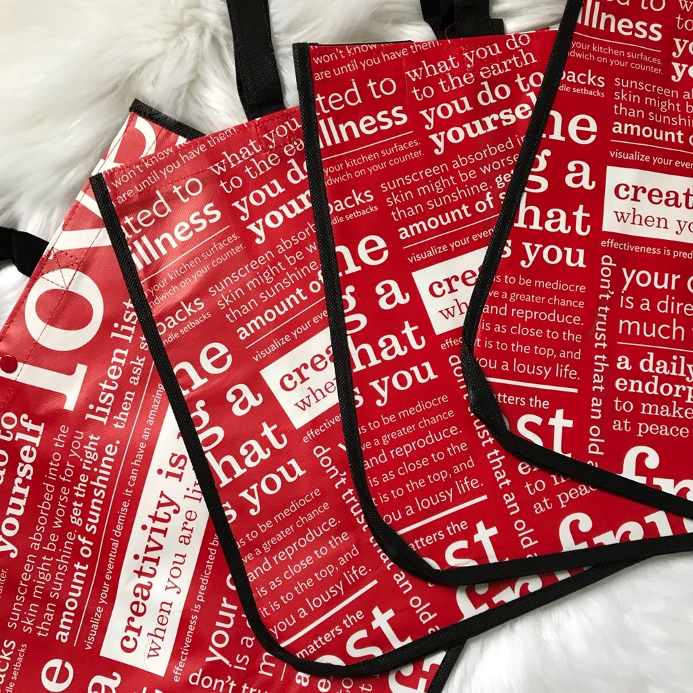 Lululemon reusable shopping totes handbags Red new - Picture 3 of 7